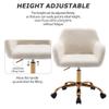 KCC Faux Fur Office Desk Chair, Comfy Swivel Armchair with Wheels, Upholstered Fuzzy Vanity Chair, Adjustable Height, White view 4