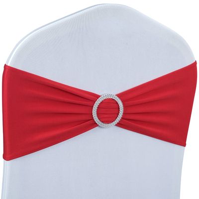 Spandex Chair Sashes - Babenest 100PCS Premium Stretch Chair Cover Band with Buckle Slider Universal Elastic Ties for Wedding Party Ceremony Reception Banquet Decoration (Red)