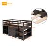 Twin Loft Bed with Desk Low Study Kids Twin Loft Bed with Storage Drawers, Low Loft Bed Twin for Kids Twin Loft Bed with Safety Guard Rails and Bookcase Shelf (Espresso, Twin Loft with Desk) view 2