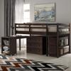 Twin Loft Bed with Desk Low Study Kids Twin Loft Bed with Storage Drawers, Low Loft Bed Twin for Kids Twin Loft Bed with Safety Guard Rails and Bookcase Shelf (Espresso, Twin Loft with Desk) view 3