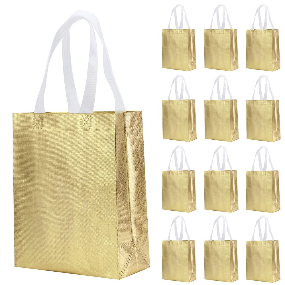 12 Pcs Non-woven Reusable Gift Bags With Handles for Party Favor 8W x 4L x10H Size
