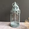 BOOMLATU Metal Shabby Chic Decorative Candle Lanterns with Handle,Blue Hanging Candle Holder for Table,Fireplace Decor and Farmhouse Decor view 1