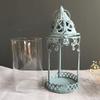 BOOMLATU Metal Shabby Chic Decorative Candle Lanterns with Handle,Blue Hanging Candle Holder for Table,Fireplace Decor and Farmhouse Decor view 3