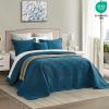 DaisyHuang Oversized Bedspread - Queen Size Bedding Cover - Modern & Contemporary Coverlet Set, Real Stitching, Reversible, Lightweight, 4 Piece, Blue view 3
