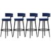 Guyifuny Counter Height Bar Stools Set 4, Kitchen Velvet Barstools Breakfast Chair Dining Stool with Black Metal Legs for Island Coffee Shop, 25.6'',Blue view 1