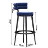 Guyifuny Counter Height Bar Stools Set 4, Kitchen Velvet Barstools Breakfast Chair Dining Stool with Black Metal Legs for Island Coffee Shop, 25.6'',Blue view 3