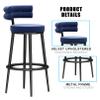 Guyifuny Counter Height Bar Stools Set 4, Kitchen Velvet Barstools Breakfast Chair Dining Stool with Black Metal Legs for Island Coffee Shop, 25.6'',Blue view 4