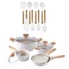 Country Kitchen Nonstick Cookware and Silicone Wooden Cooking Utensil Bundle -Cooking Utensils for Nonstick Cast Aluminum Pots and Pans view 1