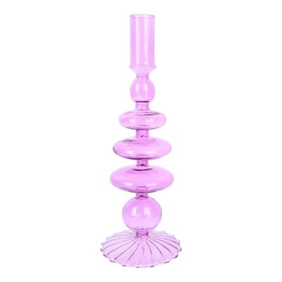 LKXHarleya Glass Candlesticks Holder Taper Candle Holder for Dining Table Centerpiece Wedding Party Home Decor, Light Purple