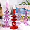LKXHarleya Glass Candlesticks Holder Taper Candle Holder for Dining Table Centerpiece Wedding Party Home Decor, Light Purple view 4