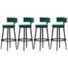 Guyifuny Counter Height Bar Stools Set 4, Kitchen Velvet Barstools Breakfast Chair Dining Stool with Black Metal Legs for Island Coffee Shop, 25.6'',Green view 1