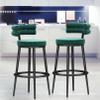Guyifuny Counter Height Bar Stools Set 4, Kitchen Velvet Barstools Breakfast Chair Dining Stool with Black Metal Legs for Island Coffee Shop, 25.6'',Green view 2