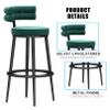 Guyifuny Counter Height Bar Stools Set 4, Kitchen Velvet Barstools Breakfast Chair Dining Stool with Black Metal Legs for Island Coffee Shop, 25.6'',Green view 4