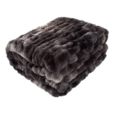 Lavish Home Jacquard Faux Fur Throw 60 x80 Black