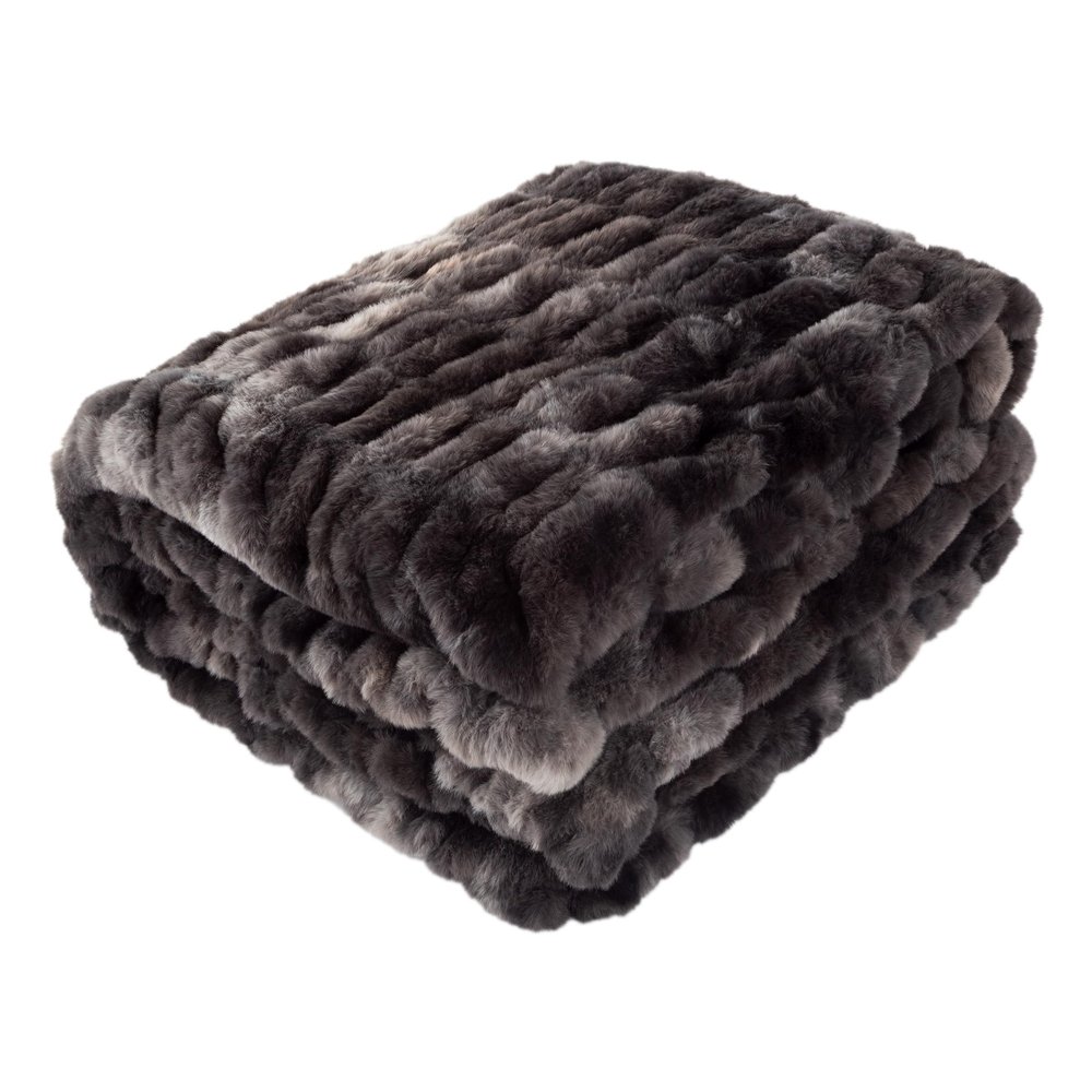 Lavish Home Jacquard Faux Fur Throw 60 x80 Black