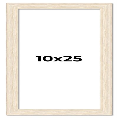 10x25 Frame Barnwood White Solid Wood Picture Frame Width 1.5 Inches | Interior Depth 0.5 Inches | Whitewashed Distressed Frame with UV Acrylic, Foam Board Backing & Hanging Hardware