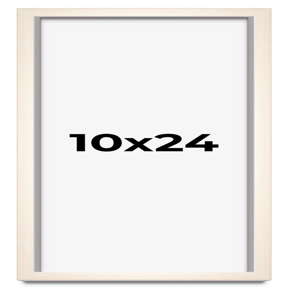 10x24 Frame White Wheat Solid Wood Picture Frame | Moulding Width 0.75 Inches | Interior Depth 0.5 Inches | Light Wood Traditional Photo Frame Complete with UV Acrylic, Foam Backing & Hanging Hardware