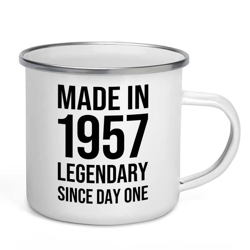 66th Birthday Camper Mug 12oz - Made In 1957 - Turning 66 Year Old Gifts Vintage Dude Grandma Grandpa Party Supplies