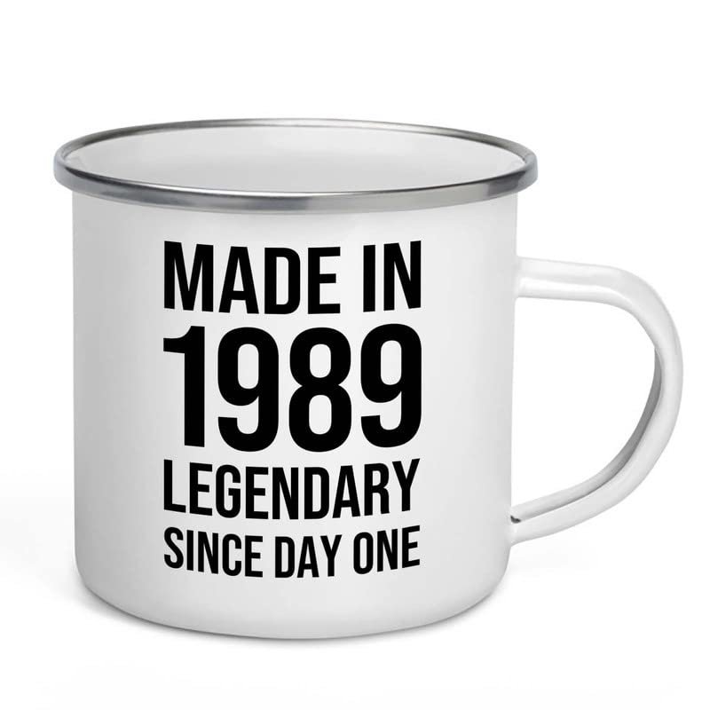 34th Birthday Camper Mug 12oz - Made In 1989 - Turning 34 Year Old Gifts Vintage Dude Grandma Grandpa Party Supplies