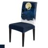 6 Pcs Dining Chair Covers Stretch Spandex Slipcovers Christmas Reindeer Sleigh Santa Snowflake Removable Washable Dining Room Seat Cover Cushion Protector for Hotel Winter Full Moon Snow Scene view 1