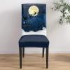 6 Pcs Dining Chair Covers Stretch Spandex Slipcovers Christmas Reindeer Sleigh Santa Snowflake Removable Washable Dining Room Seat Cover Cushion Protector for Hotel Winter Full Moon Snow Scene view 4