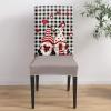 8 Pcs Dining Chair Covers Stretch Spandex Slipcovers Gnome Red Sweetheart Rose Floral Black Plaid Valentine Removable Washable Dining Room Seat Cover Cushion Protector for Hotel Banquet Love Heart view 4