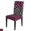 6 Pcs Dining Chair Covers Stretch Spandex Slipcovers Leopard Print Pink Black Gradient Removable Washable Dining Room Seat Cover Cushion Protector for Hotel Banquet Decor Wild Animal Skin Texture view 1
