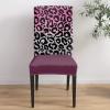 6 Pcs Dining Chair Covers Stretch Spandex Slipcovers Leopard Print Pink Black Gradient Removable Washable Dining Room Seat Cover Cushion Protector for Hotel Banquet Decor Wild Animal Skin Texture view 4