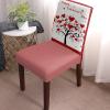 8 Pcs Dining Chair Covers Stretch Spandex Slipcovers Red Love Heart Tree Valentine's Day Gingham Check Removable Washable Dining Room Seat Cover Cushion Protector for Hotel Romantic Sweetheart view 2