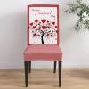 8 Pcs Dining Chair Covers Stretch Spandex Slipcovers Red Love Heart Tree Valentine's Day Gingham Check Removable Washable Dining Room Seat Cover Cushion Protector for Hotel Romantic Sweetheart view 4
