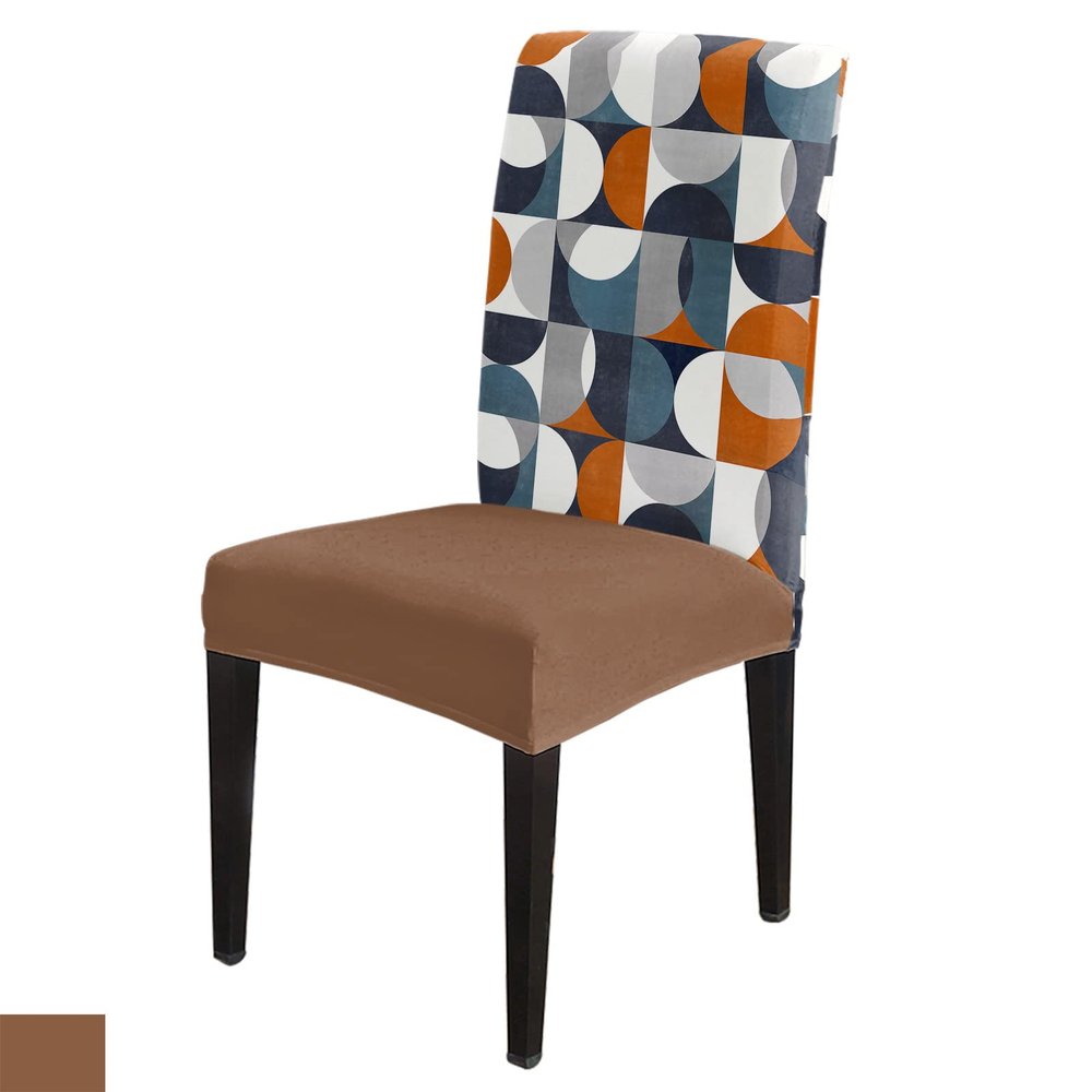 8 Pcs Dining Chair Covers Stretch Spandex Slipcovers Mid Century Abstract Half Circle Plaid Removable Washable Dining Room Seat Cover Cushion Protector for Hotel Watercolor Semicircle