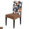 8 Pcs Dining Chair Covers Stretch Spandex Slipcovers Mid Century Abstract Half Circle Plaid Removable Washable Dining Room Seat Cover Cushion Protector for Hotel Watercolor Semicircle view 1