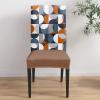 8 Pcs Dining Chair Covers Stretch Spandex Slipcovers Mid Century Abstract Half Circle Plaid Removable Washable Dining Room Seat Cover Cushion Protector for Hotel Watercolor Semicircle view 4