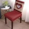 8 Pcs Dining Chair Covers Stretch Spandex Slipcovers Valentine's Day Love Heart Red Gingham Vintage Wood Grain Removable Washable Dining Room Seat Cover Cushion Protector Hotel Romantic Sweetheart view 2