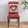 8 Pcs Dining Chair Covers Stretch Spandex Slipcovers Valentine's Day Love Heart Red Gingham Vintage Wood Grain Removable Washable Dining Room Seat Cover Cushion Protector Hotel Romantic Sweetheart view 4