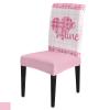 8 Pcs Dining Chair Covers Stretch Spandex Slipcovers Pink Sweetheart Gingham Check Valentine's Day Removable Washable Dining Room Seat Cover Cushion Protector for Hotel Banquet Romantic Love Heart view 1