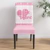 8 Pcs Dining Chair Covers Stretch Spandex Slipcovers Pink Sweetheart Gingham Check Valentine's Day Removable Washable Dining Room Seat Cover Cushion Protector for Hotel Banquet Romantic Love Heart view 4