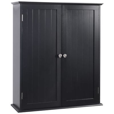 AKVOMBI Blcak Bathroom Cabinet Wall Mounted, Bathroom Wall Cabinet Over Toilet, Hanging Cabinet for Bathroom, Bathroom Medicine Cabinet with 2 Doors and Adjustable Shelves, Wood