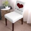 6 Pcs Dining Chair Covers Stretch Spandex Slipcovers Valentine's Day Red Sweetheart Black Plaid White Back Removable Washable Dining Room Seat Cover Cushion Protector for Hotel Heart Love Quotes view 2