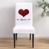 6 Pcs Dining Chair Covers Stretch Spandex Slipcovers Valentine's Day Red Sweetheart Black Plaid White Back Removable Washable Dining Room Seat Cover Cushion Protector for Hotel Heart Love Quotes view 4
