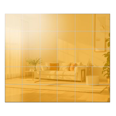 30 Pieces Self Adhesive Acrylic Mirror Sheet, 6x6 Inch Small Flexible Mirror for Wall, Square Plastic Mirror Tiles Non-Glass Mirror Stickers, Removable Wall Decal for Home Decor (Gold)