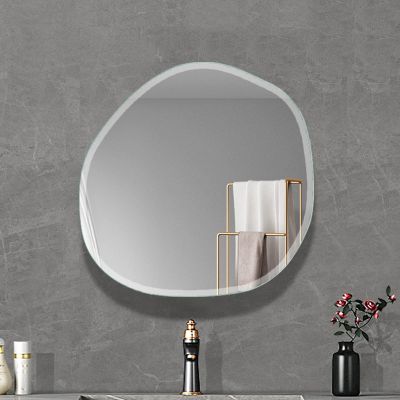 43x43cm Frameless Wall Mirror, Irregular Bathroom Mirror, Modern Asymmetrical Decorative Mirror with Polished Edges, HD/Explosion-Proof Mirror, Living Room/Entrance (Color : Perforation, Size : 60x6