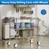 Leteuke 3 Tier Rolling Carts with Wheels, Heavy Duty Rolling Utility Cart,NSF Commercial Grade Metal Cart with Handle&Shelf Liner,Trolley Serving Cart for Kitchen,Restaurant,Plant Display,Chrome view 2