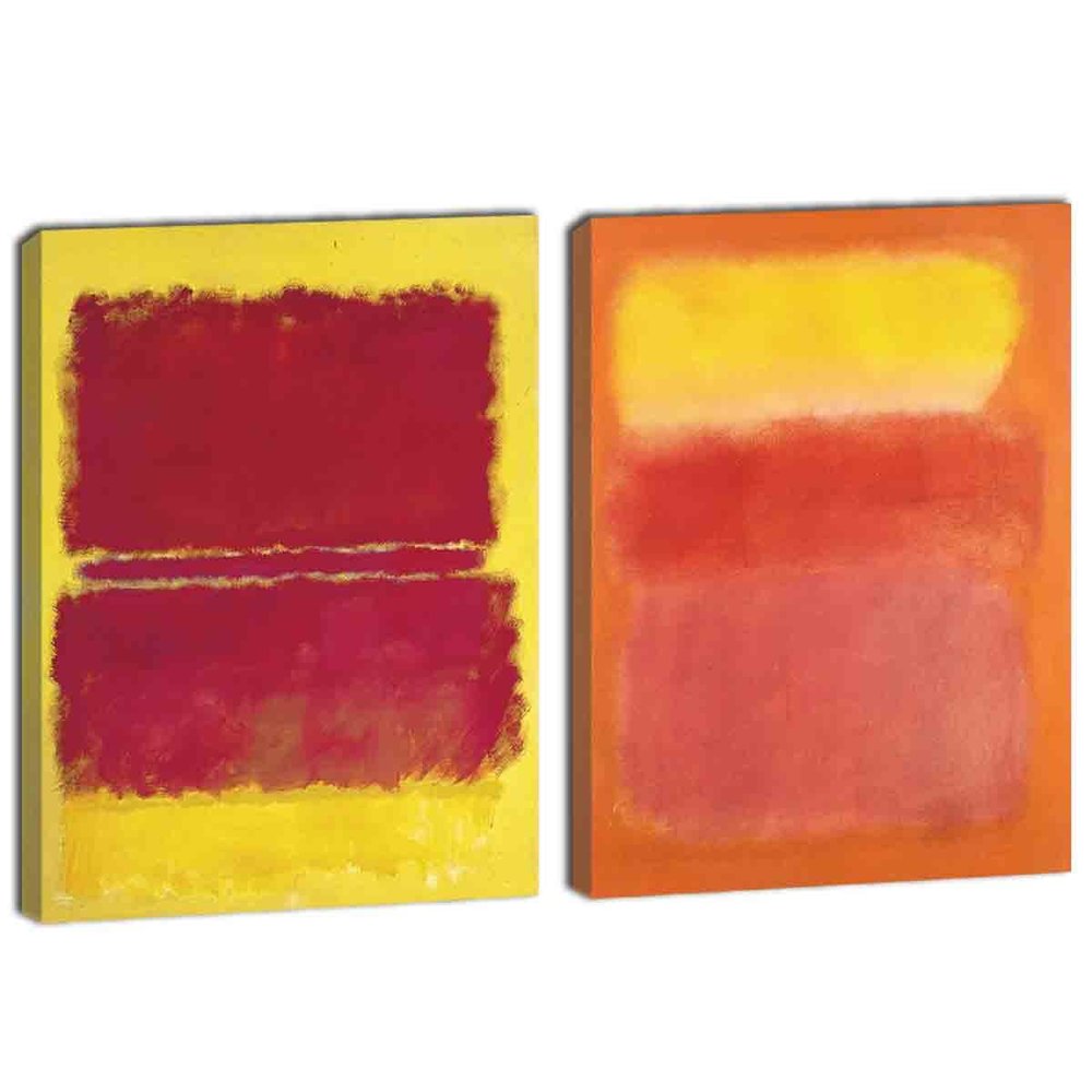 2Pcs Canvas Painting Mark Rothko Posters And Prints Colorful Stretched Giclee Print On Canvas-Famous Paintings Fine Art Poster-Reproduction Wall Decor Ready to Hang85x119cm33x47inch,Framed,18