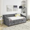 Harper & Bright Designs Upholstered Twin Size Daybed with Storage Drawers, Twin Tufted Sofa Bed Daybed with Button and Arms, Wood Twin Daybed with Slat Support, No Box Spring Needed (Twin, Grey) view 4