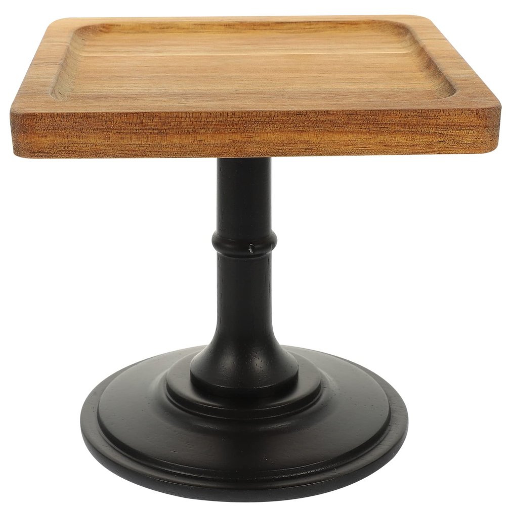 DOITOOL Vintage Wooden Cake Stand Display Tray Elegant High Base Serving Platter for Desserts and Snacks for Weddings Parties Birthdays and Design