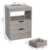 ADORNEVE Nightstand with Wireless Charging Station and LED Lights, Grey Night Stand with 2 Drawers and Open Storage for Bedroom, Bedside Table with Pull-Out Shelf, Modern End Side Table view 3