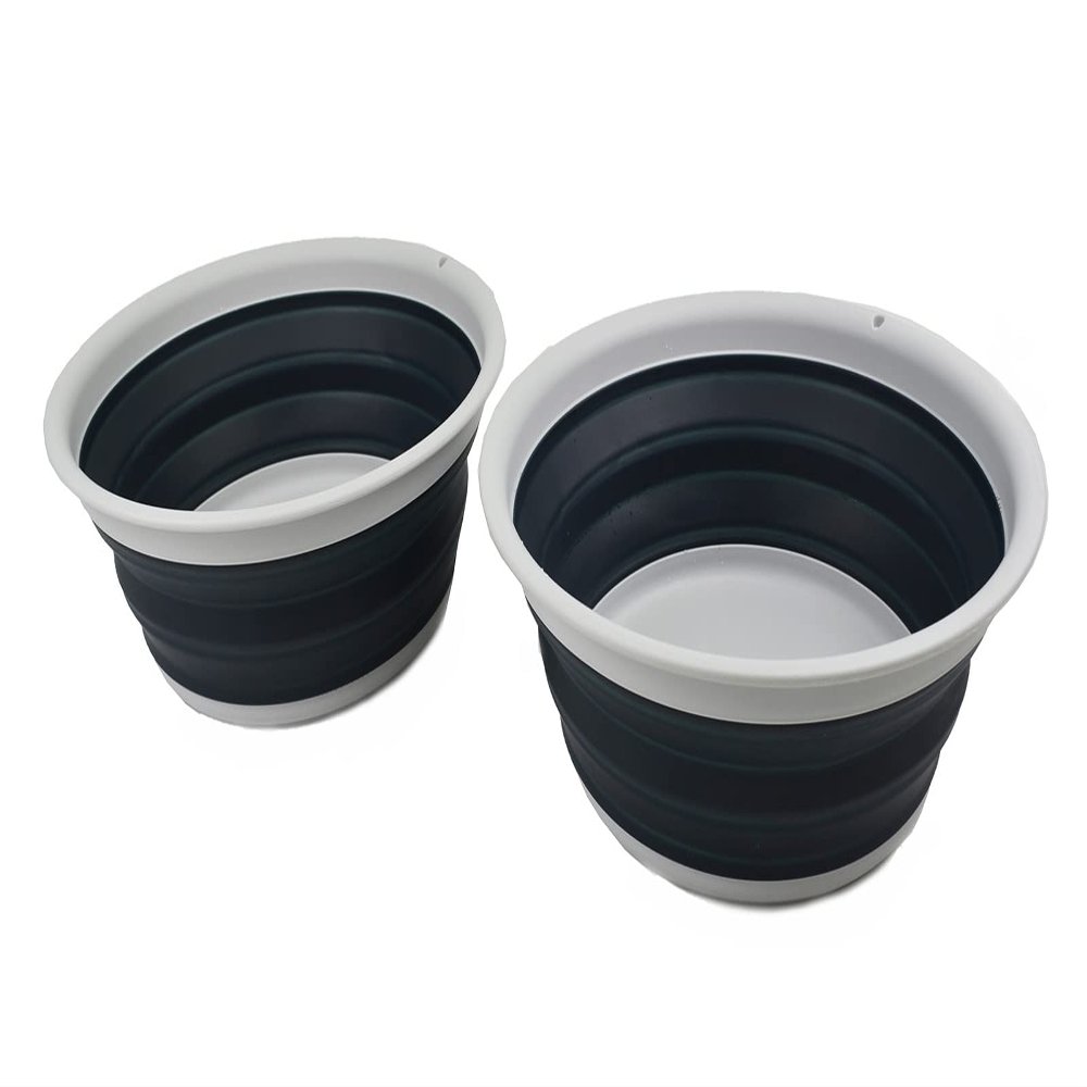 SAMMART 7.5L (1.98 Gallon) Collapsible Tub - Foldable Dish Tub - Portable Washing Basin - Space Saving Plastic Washtub (Grey/Slate Grey (Set of 2))