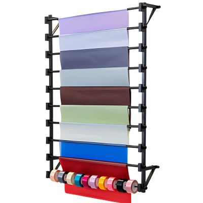 Doorhighpeak Wall Mounted Scarf Display Rack Organizer, Multi-Purpose Stand Holder for Ribbon/Flower Wrapping Paper, Pants Hanger Shawl Shelf Towel Storage Station, for Clothing Store/Family