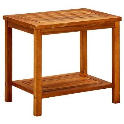 Gecheer Solid Acacia Wood Coffee Table, Rectangular Slatted Design with Oiled Finish, Brown, 13.8 x 19.7 x 17.7 in, for Living Room or Outdoor Use